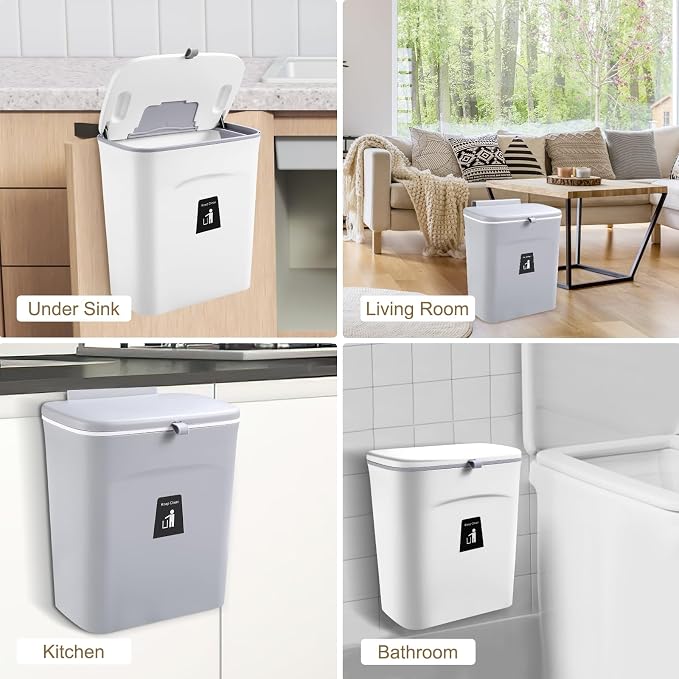 2 Pack Kitchen Compost Bin, Hanging Small Trash Can - Image 7
