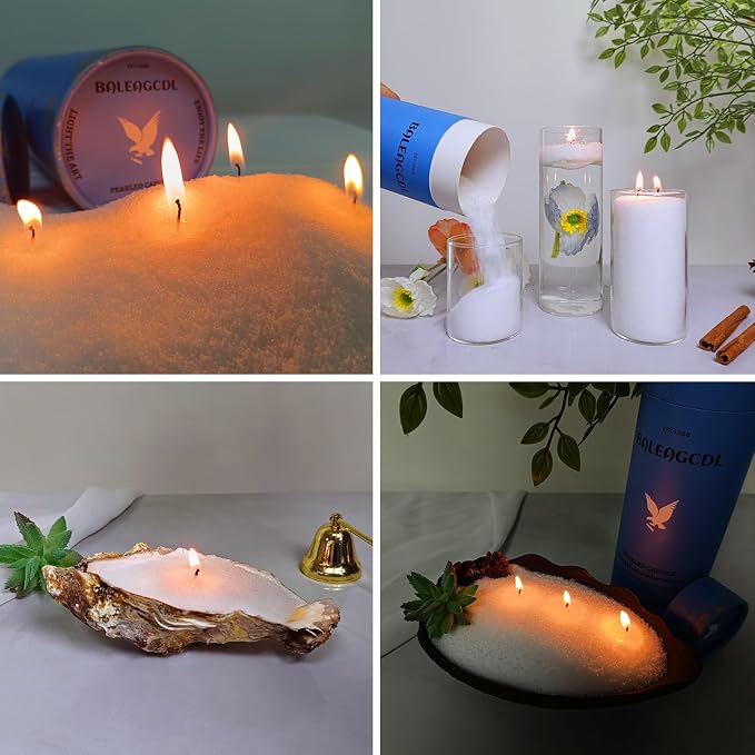 Sandalwood Scented White Pearled Candle 18oz Luxury Sand Candle Granulated Wax - Image 4