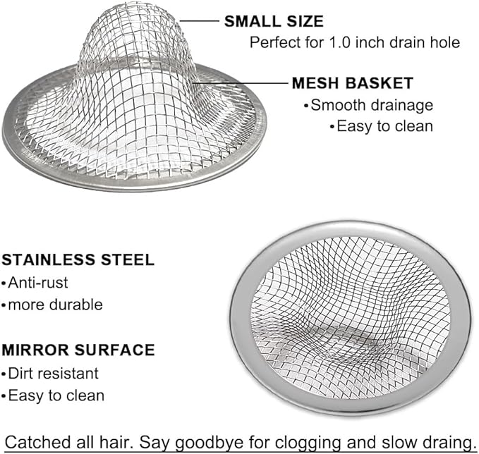 1.0" Small Drain Strainer, Sink Drain Hair Catcher, Bathroom Sink Drain Strainer - Image 4