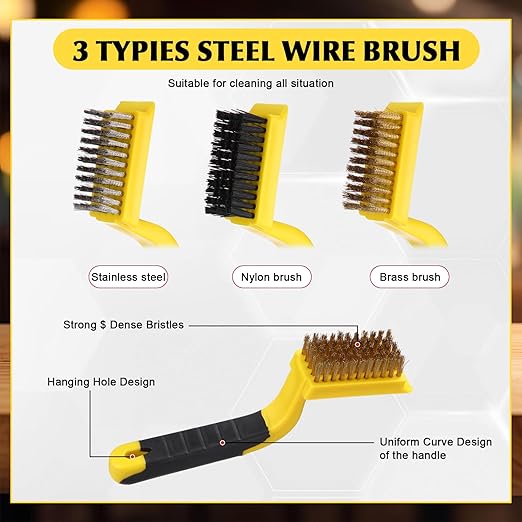 Sumind 30 Pcs Wire Cleaning Brush Set Nylon/ Stainless Steel/ Brass Metal Brush - Image 3