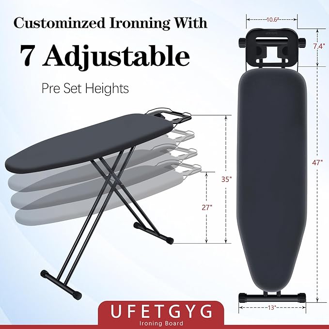 Ironing Board, Metal Panel Iron Board |43" X 13" W/with Iron Rest | Full Metal - Image 2