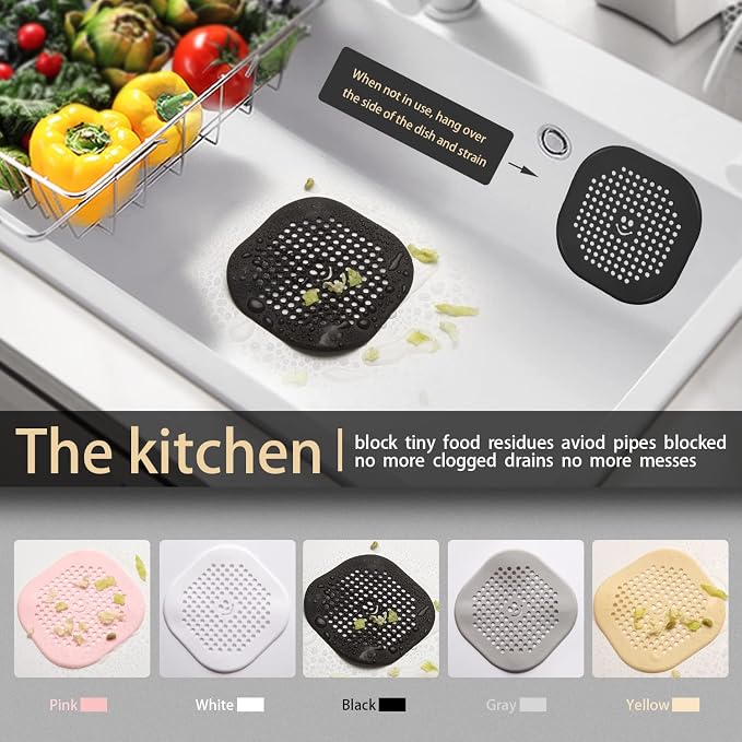 2 Pack Drain Cover Hair Catcher Silicone Drain Protector Hair Stopper - Image 3