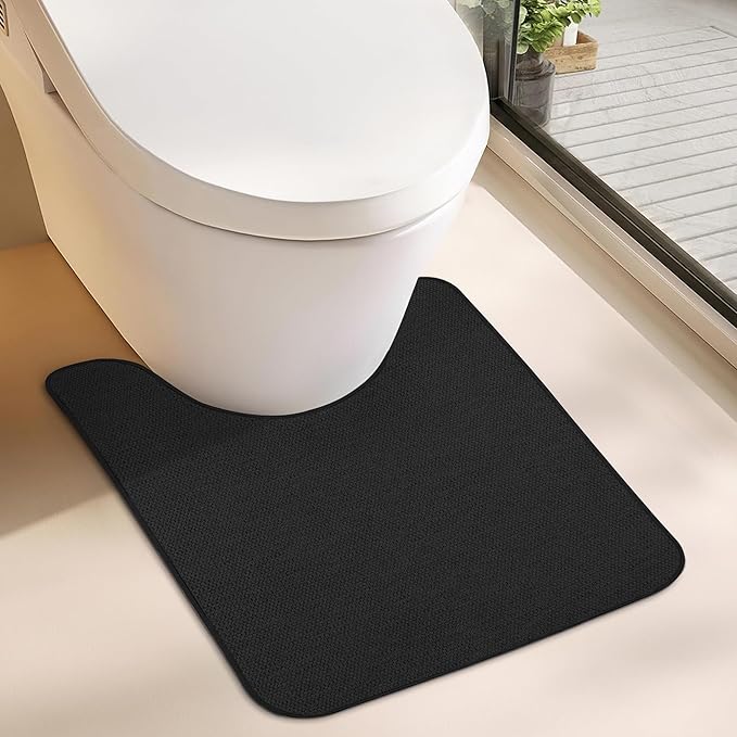 Toilet Rugs U Shaped Bathroom Rug, Machine Washable Non Slip Quick Dry Super by BosapDirect