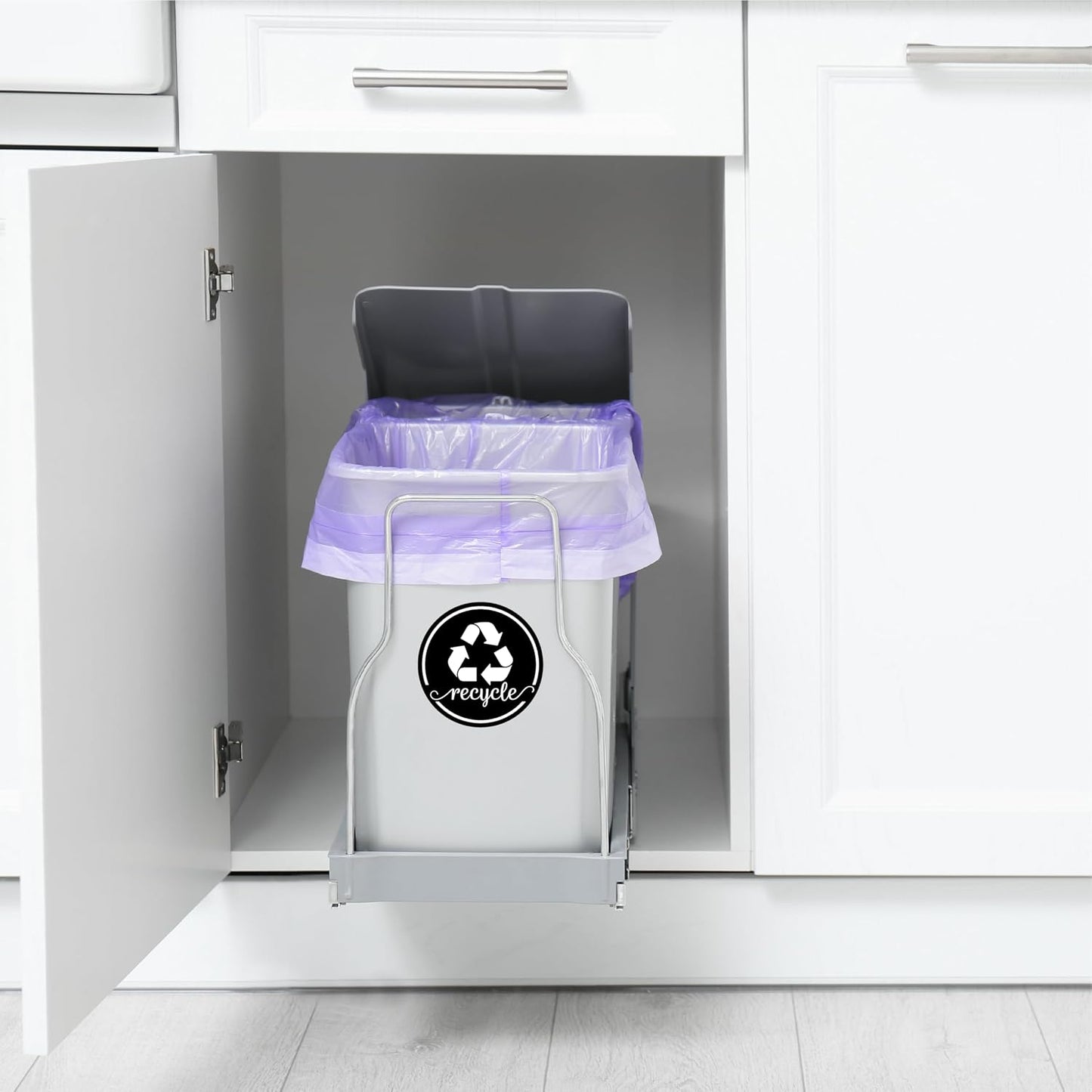 Strong Trash and Recycle Magnets, 3.5" Recycle Magnet for Trash Can & Bins | Magnetic Recycling Stickers for Kitchen Garbage Can and Recycling Bins, Kitchen Compost Magnets, Made in USA, Black, 2 Pcs