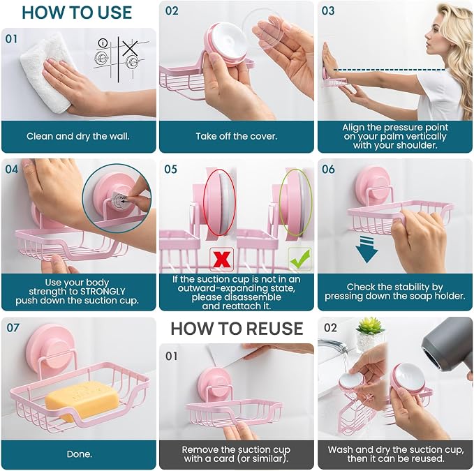TAILI Soap Holder Bar Dish Suction Cup, Bar Shampoo Rack - Image 5