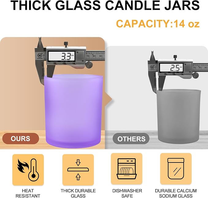 14 OZ Thick Candle Jars for Making Candles 12 Pcs, 3 Wick Empty Jars - Image 2