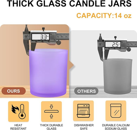14 OZ Thick Candle Jars for Making Candles 12 Pcs, 3 Wick Empty Jars - Image 2