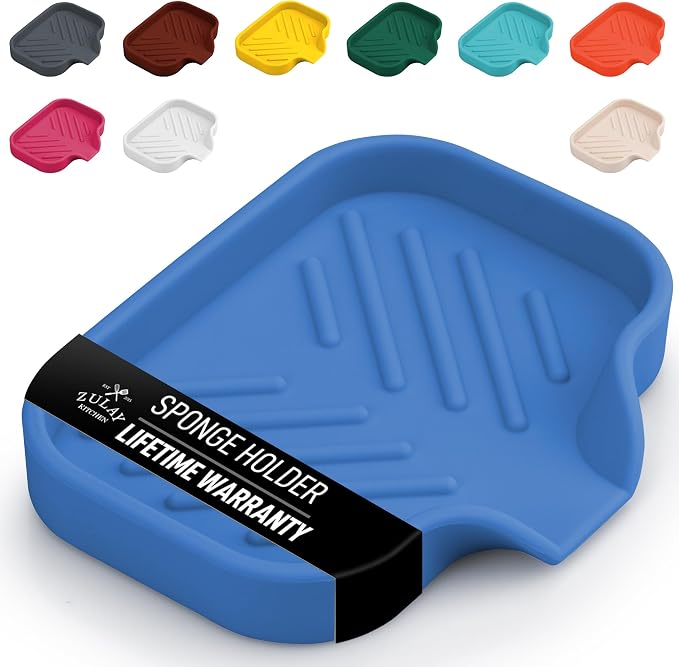 Zulay Kitchen Small Silicone Sponge Holder – Space-Saving Sink Organizer Tray by ZulayKitchen