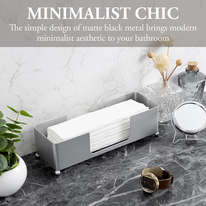 MyGift Paper Towel Holder, Modern Silver Tone Metal Tabletop Paper Dispenser - Image 3