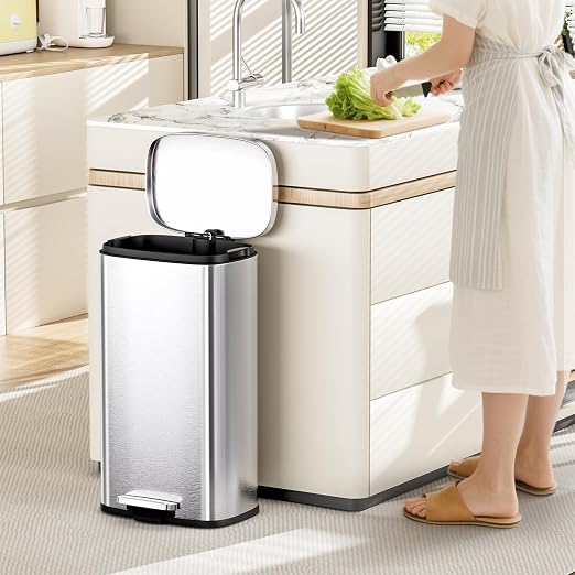 AthLike Trash Can, Stainless Steel Kitchen Garbage Can, Step Waste Bin - Image 8