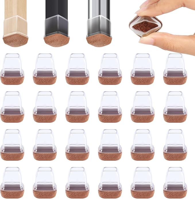Ezprotekt 24 Pcs Small Clear Square Chair Leg Floor Protectors by VisittheEzprotekt