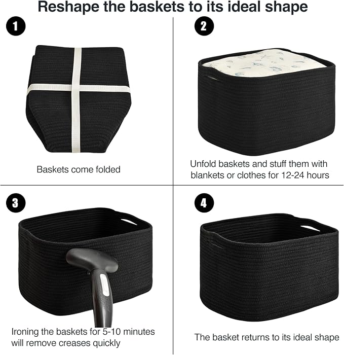 Large Storage Baskets for Organizing Shelves, Woven Cotton Rope Bins for Baby - Image 7
