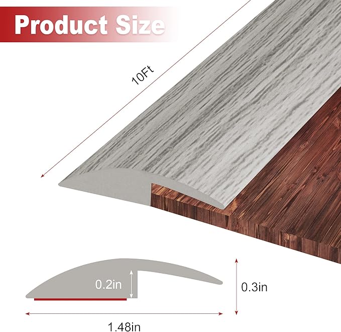 10Ft Carpet Floor Transition Strip, Self Adhesive Floor Edging Trim Strip - Image 2