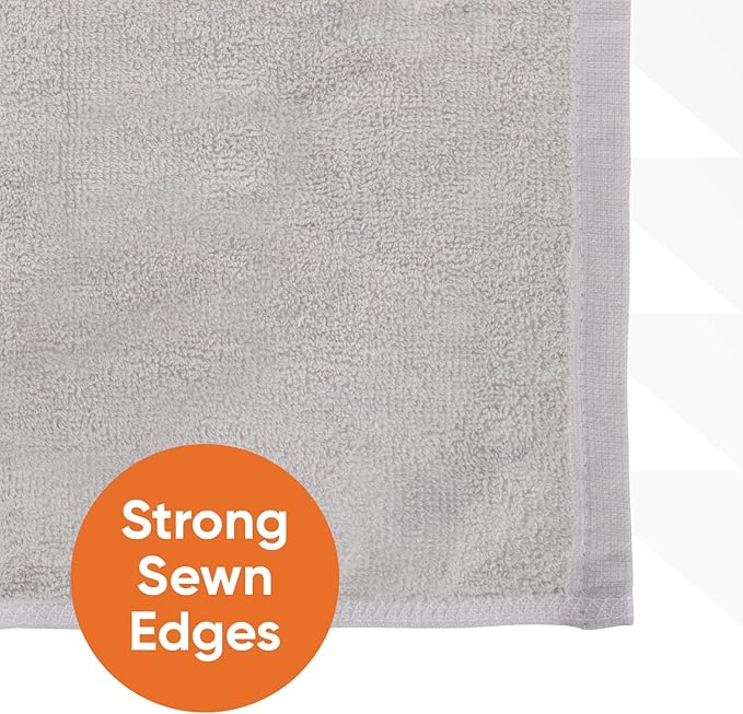 Superio Cotton Terry Washcloths Grey Towels 100% Cotton Cleaning Cloth 16" Rags - Image 3