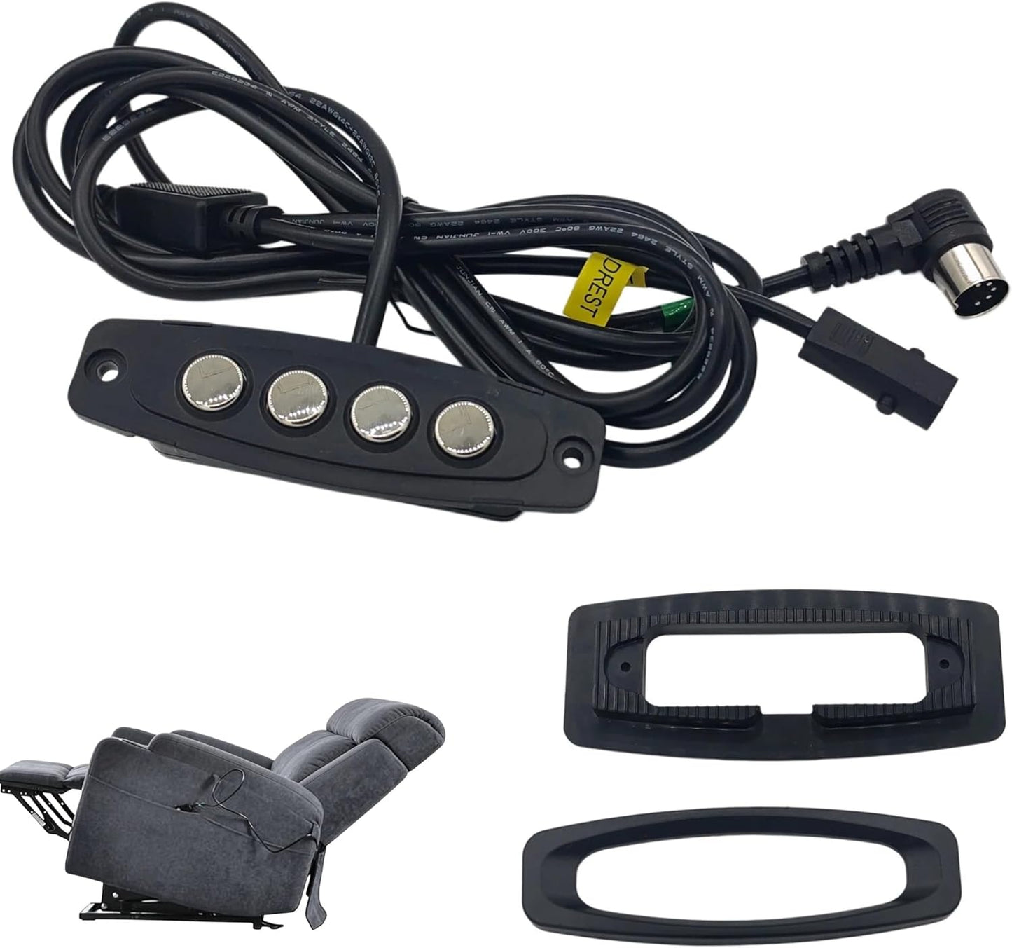 WPS4C10073 Power Recliner Controller, 4-Button Lift Chair Hand Control Replacement with 5+2 Pin Connector, Compatible with 23300195X000(B) 23300235X000 DK.08.07.110 141600640