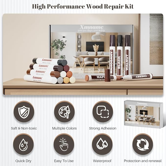 Wood Filler Sticks, 20 Colors Furniture Repair Kit, Wax Crayons - Image 6