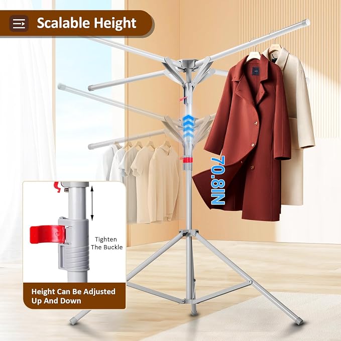 Tripod Drying Rack Height Adjustable, 2025 Upgraded Foldable Portable Standing - Image 5