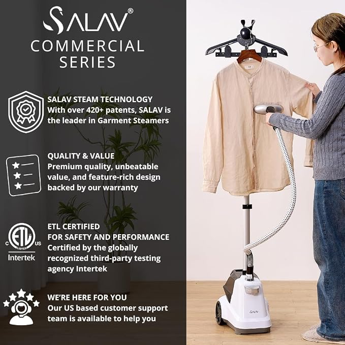 SALAV Heavy Duty Commercial Full-Size Garment Steamer - Image 9