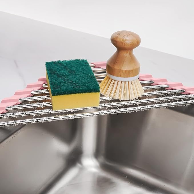 Tomorotec Triangle Foldable Dish Drying Rack, Small Roll-Up Stainless Steel - Image 3