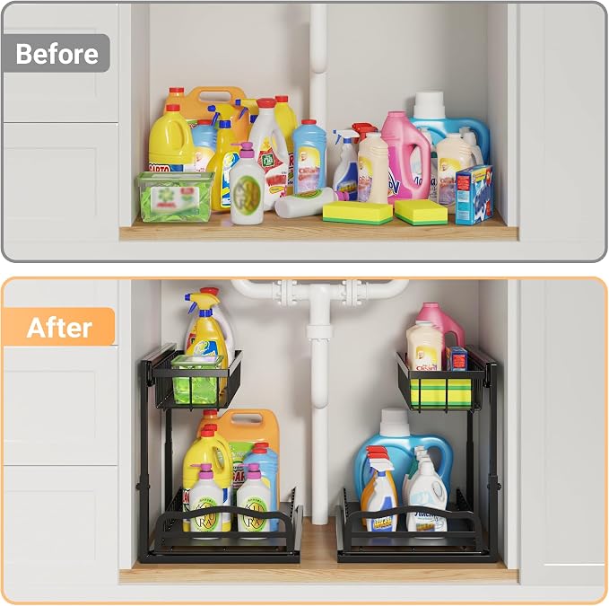 AceMining Under Sink Organizer, 2 Pack Pull-Out Under Cabinet Organizer - Image 8
