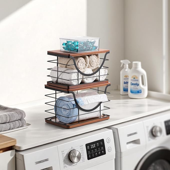 Extra Large Trash Bag Holder Stackable Kitchen Storage, 2 Pack Wall Mounted - Image 2
