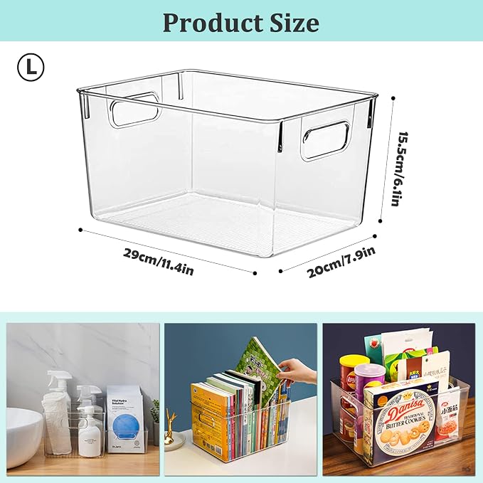 Fridge Clear Plastic Storage Bins, 4 Pack Pantry Organizers & Storage Containers - Image 3