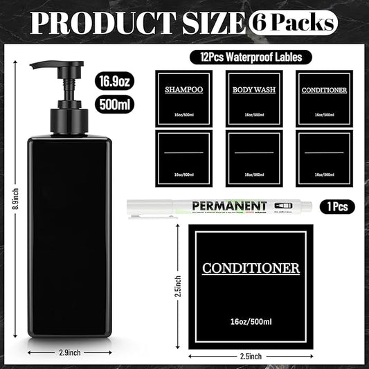 Tanlade 6 Pcs Shampoo and Conditioner Dispenser Bottles 16oz Modern Shower Soap - Image 2