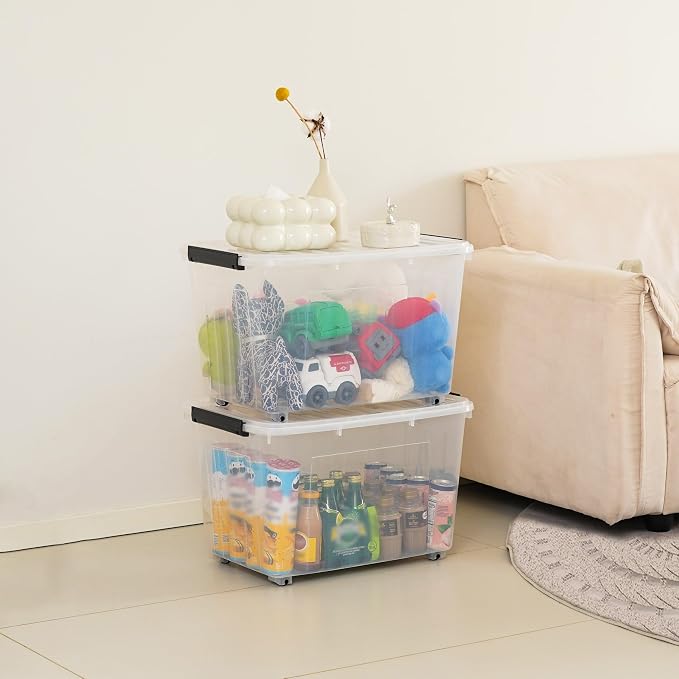 Citylife 82 QT Clear Plastic Storage Bins - Image 2