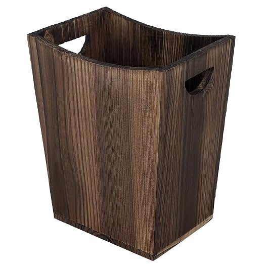 SEHERTIWY Wood Trash Can, Farmhouse Wastebasket Bin by SEHERTIWY