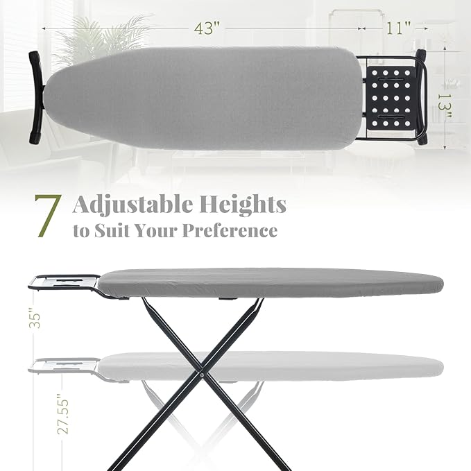 Ironing Board Full Size, RAINHOL 43"x13" Heavy Duty Compact Ironing Board - Image 2