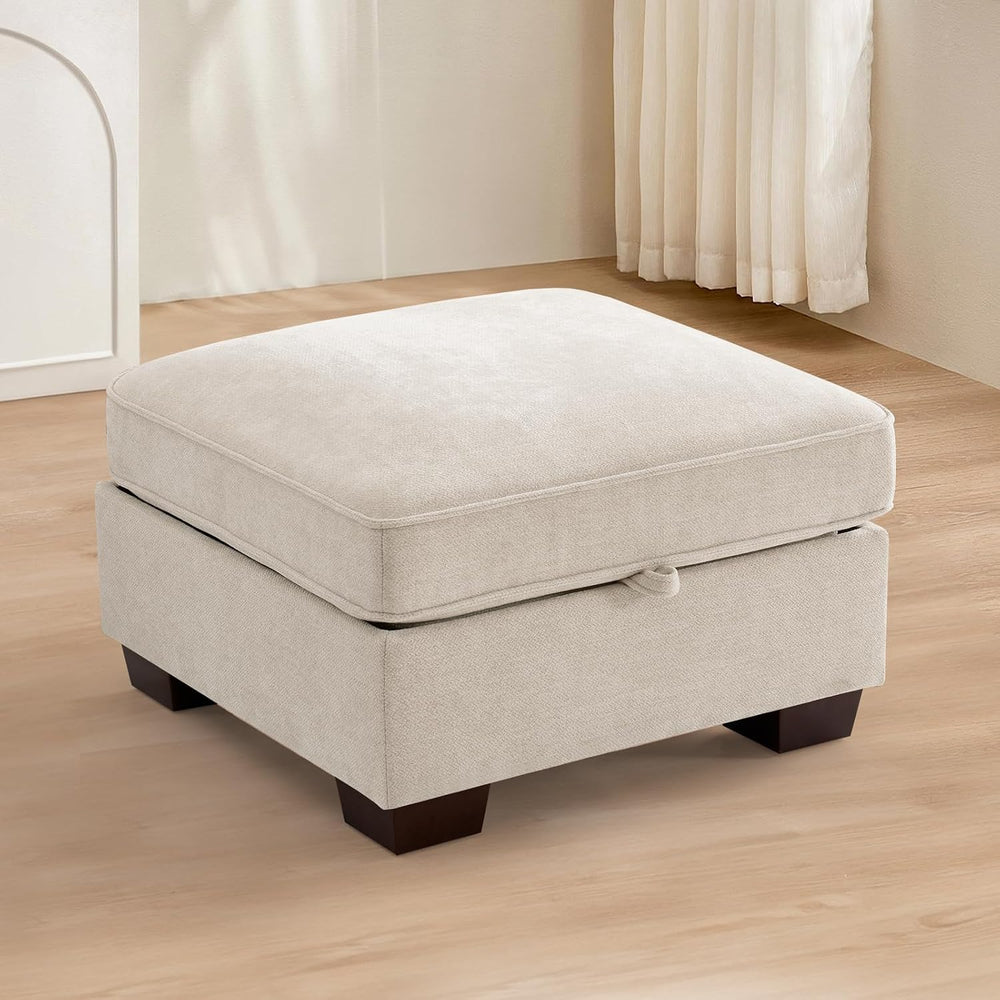 TEKAMON 27.5" Storage Ottoman, Square Footrest with Sponge Padded Seat, ...
