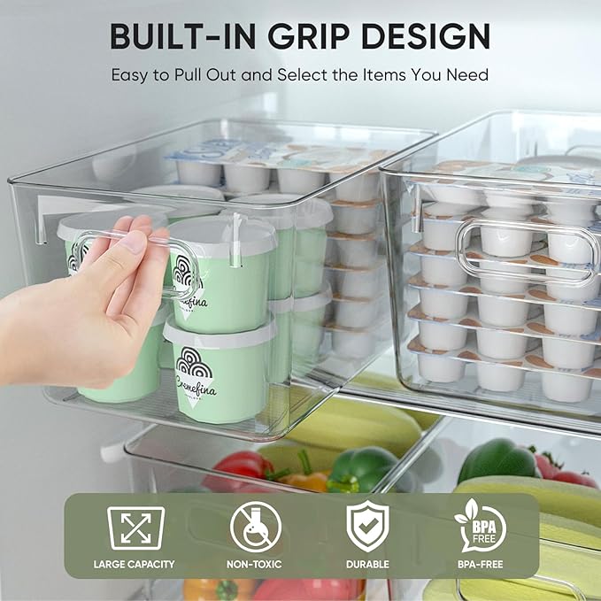 BALEINE Clear Plastic Storage Bins, Pantry Organization, BPA Free Stackable - Image 5