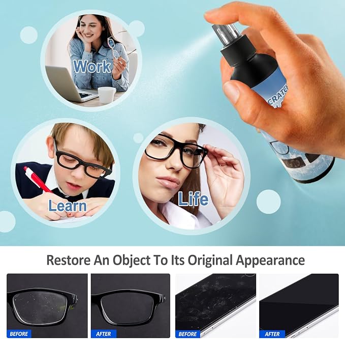 2PCs Lens Scratch Remover for Eye glasses, Lens scratch removal spray, Eyeglass - Image 6