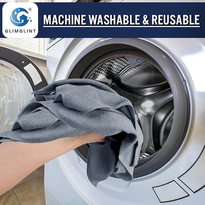 GLIMGLINT Grey Microfiber Cleaning Cloth, 12 Pack Cleaning Towels - Image 6