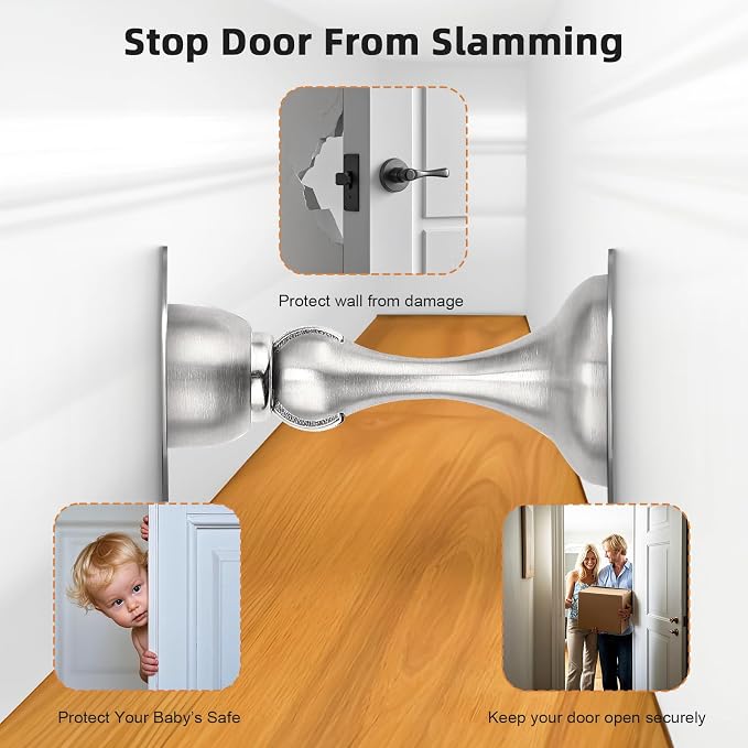 Probrico Brushed Nickel Magnetic Door Stoppers - Image 3