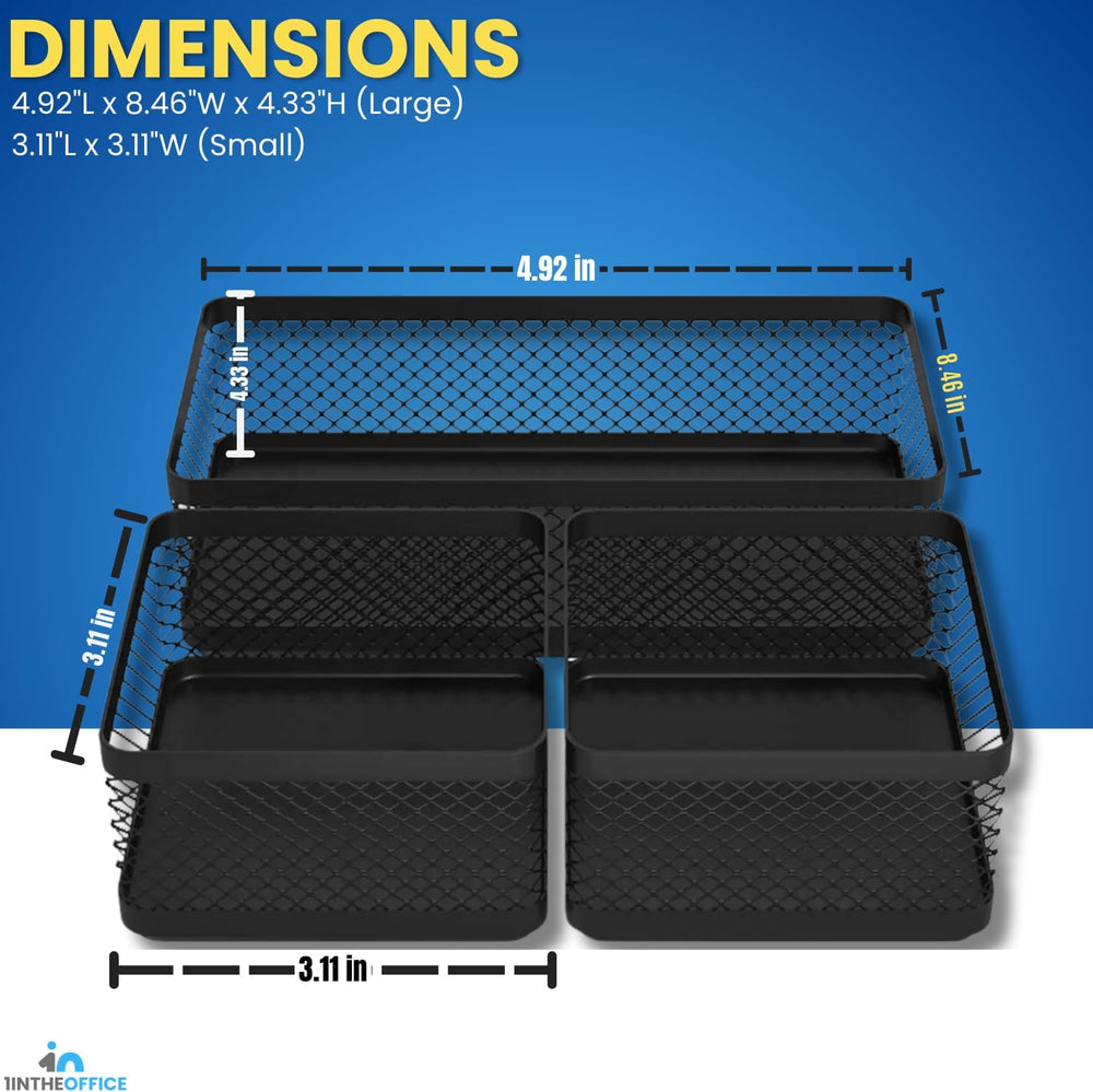 1InTheOffice Mesh Collection Desk Drawer Organizer Tray 3 Compartment - Stack...