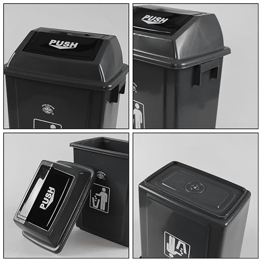 4 Pack Plastic Swing Lid Trash Can, 6 Gallon Trash Cans - Image 3