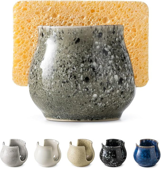 Ceramic Sponge Holder, Kitchen Sponge Holder Sink Caddy Organizer Dish Rack by LAUCHUH