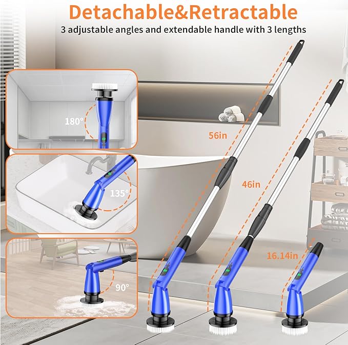 11 in 1 Electric Spin Scrubber Cordless Cleaning Brush 3 Adjustable Angles 2 - Image 2