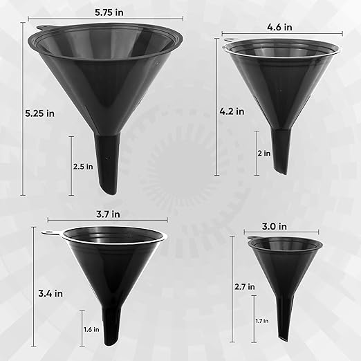 Funnels for Kitchen Use – Black Set in 4 Sizes | Durable, Non-Toxic Food Grade - Image 3