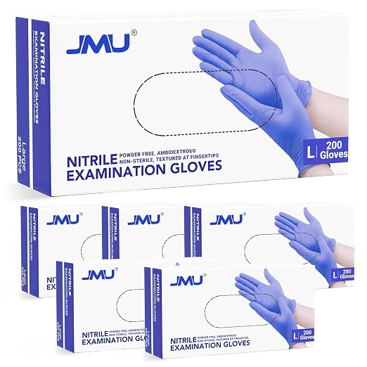 JMU Nitrile Gloves Large Case of 1200, Gloves Disposable Latex Free Bulk by JMU