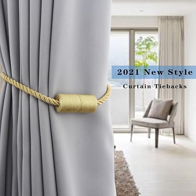 4 Pack Gold Strong Magnetic Curtain Tiebacks Outdoor Elegant Decorative Tie - Image 6