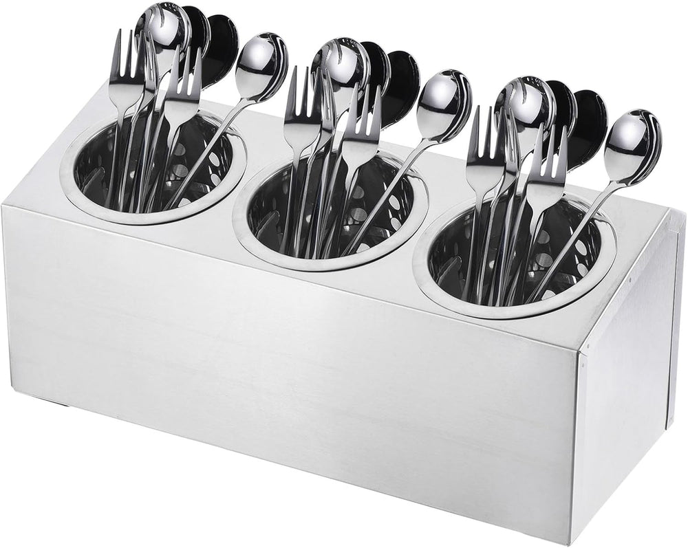uxcell Kitchen Utensil Holder, Stainless Steel Cylinder Flatware Silverware U...