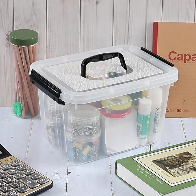 4 Packs Plastic Stackable Storage Container Bin - Image 6