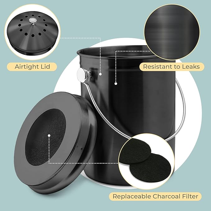 EPICA Countertop Compost Bin Kitchen | 1.3 Gallon | Odorless Composting Bin - Image 3