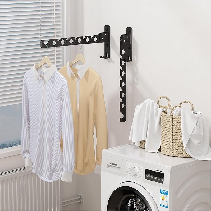 Wall Mounted Clothes Drying Rack, Wall Clothes Hanger Hook - Image 3