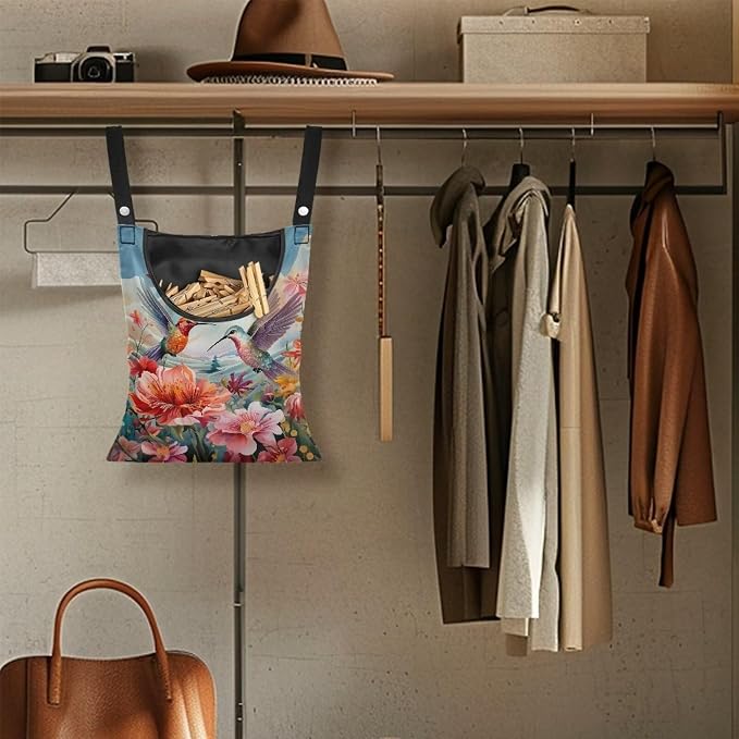 Hummingbird Hibiscu Large Capacity 14.5 x 12 Inch Clothespin Bag - Image 5
