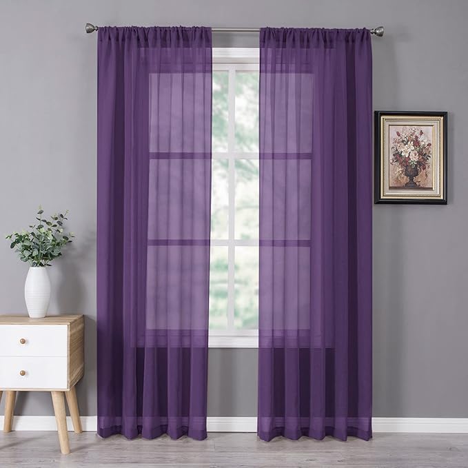 Tollpiz Sheer Curtains Bedroom Linen Textured Curtain Sheers Light Filtering by Tollpiz
