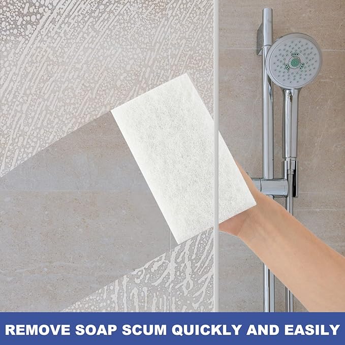 Handled Bath Scrubber, Bathroom Scouring Pad, Heavy Duty Cleaning Sponge Scrub - Image 5