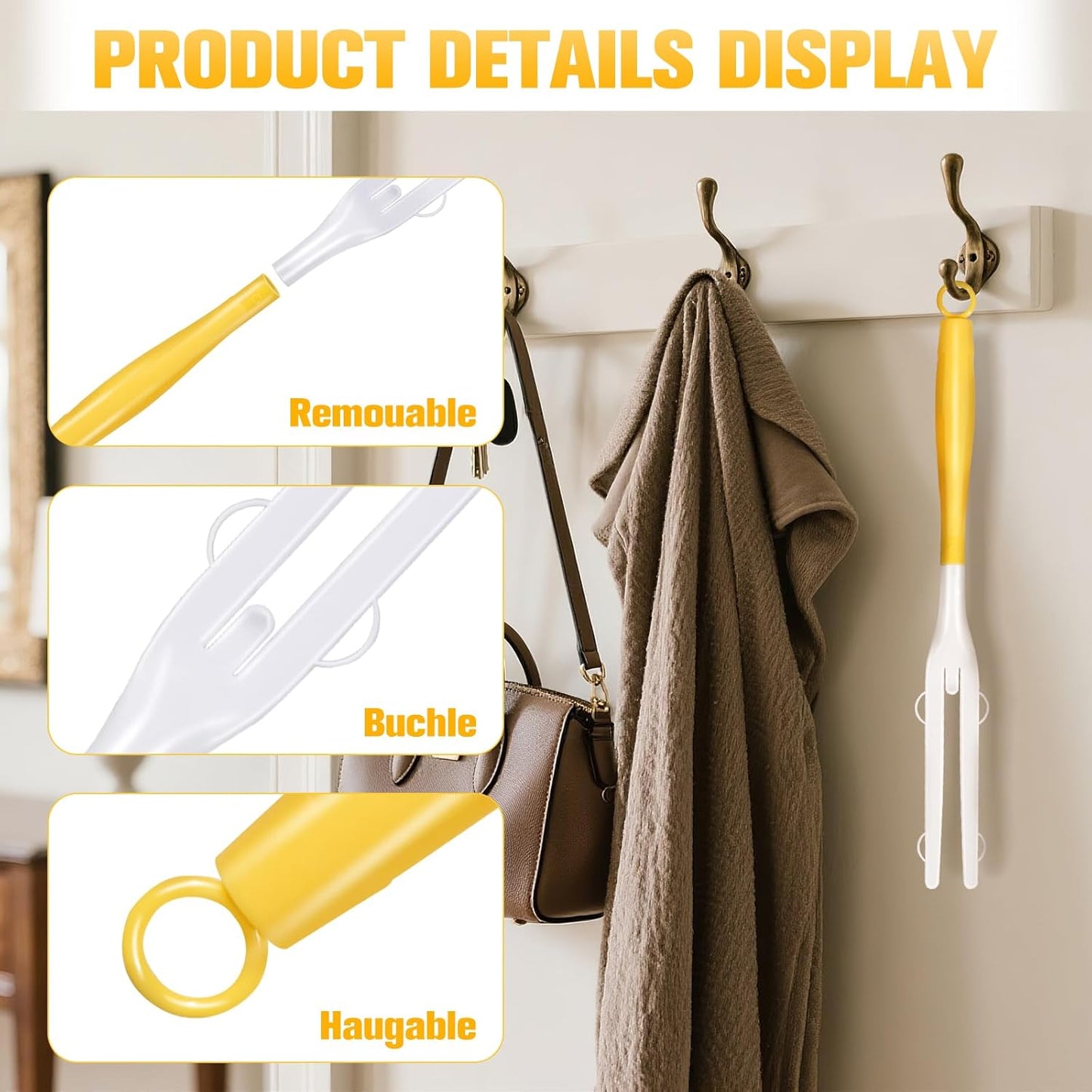 4PCS Replacement Dust Handles Stick Only Compatible with Swiffer Duster Handle Extendable Duster Mop Wand for Cleaning Car Blinds Furniture Electronics(4, Yellow & White)